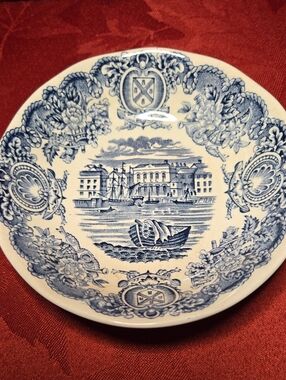 Vintage Blue Transferware Decorative Bowl From Historical Ports Of England